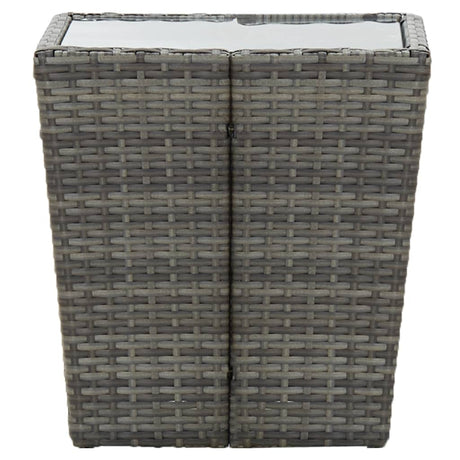 Vidaxl theetafel 41,5x41,5x43 cm poly rattan en gehard glas grijs