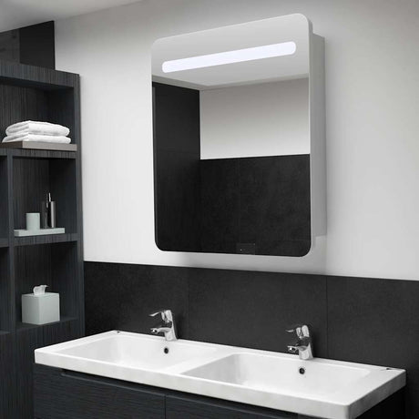 Vidaxl badkamerkastje met spiegel led 68x9x80 cm