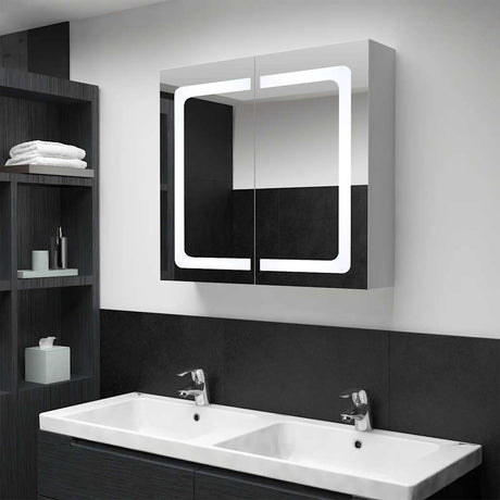 Vidaxl badkamerkast met spiegel en led 80x12,2x68 cm