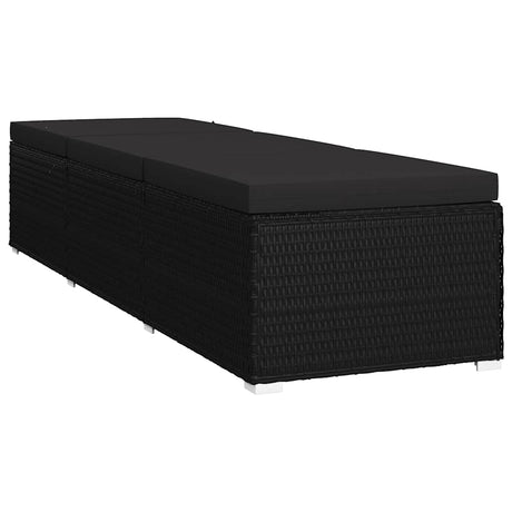 Vidaxl ligbed met kussen poly rattan zwart