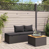 Vidaxl ligbed met kussens poly rattan zwart