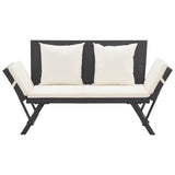 Vidaxl tuinbank met kussens 176 cm poly rattan zwart