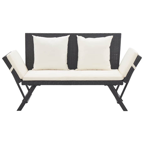 Vidaxl tuinbank met kussens 176 cm poly rattan zwart