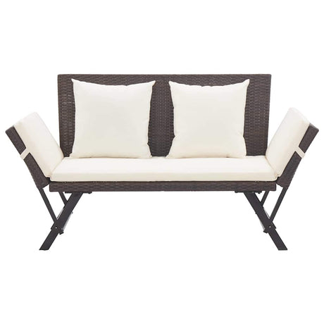 Vidaxl tuinbank met kussens 176 cm poly rattan bruin