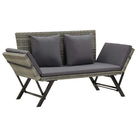 Vidaxl tuinbank met kussens 176 cm poly rattan grijs