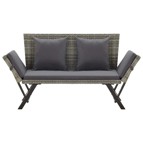 Vidaxl tuinbank met kussens 176 cm poly rattan grijs