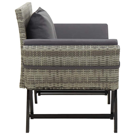 Vidaxl tuinbank met kussens 176 cm poly rattan grijs