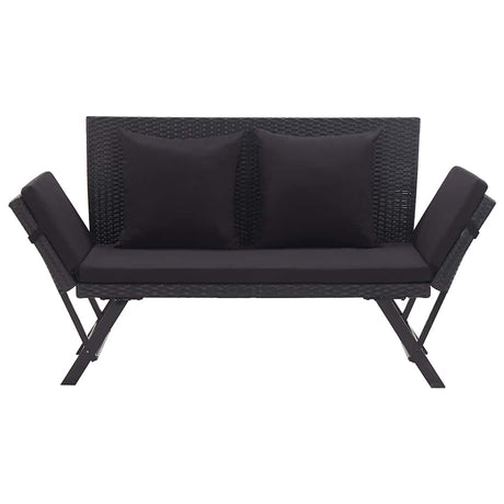 Vidaxl tuinbank met kussens 176 cm poly rattan zwart