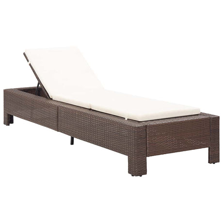 Vidaxl ligbed met kussen poly rattan bruin