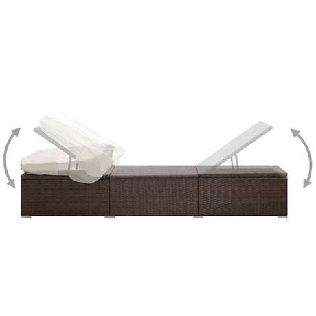 Vidaxl ligbed met luifel en kussen poly rattan bruin