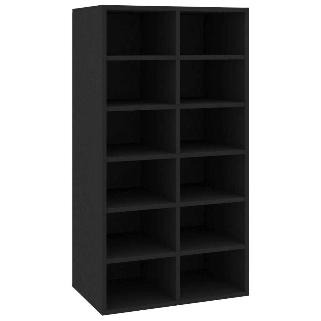 Vidaxl Shoe Rack 54x34x100.5 cm de madera procesada Negro