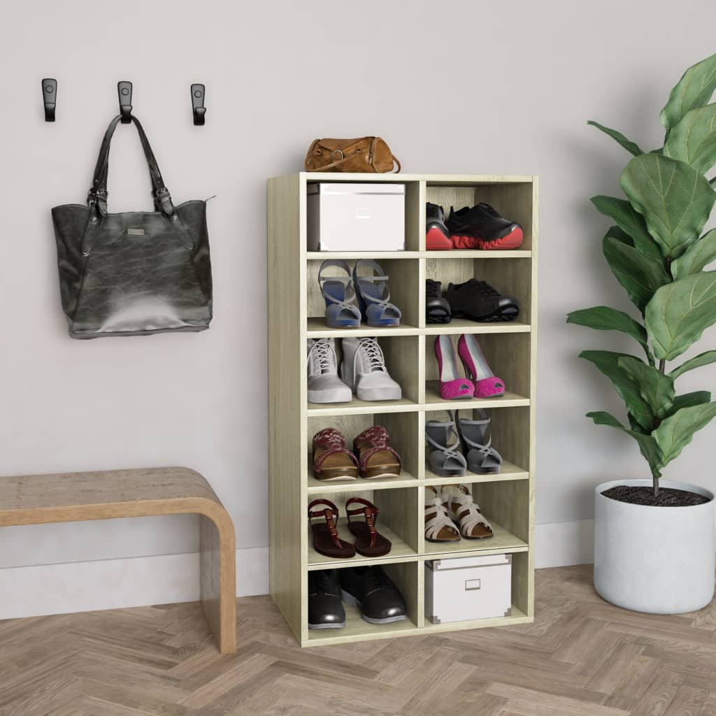 VidaXL shoe rack 54x34x100.5 cm processed wood Sonoma oak colored