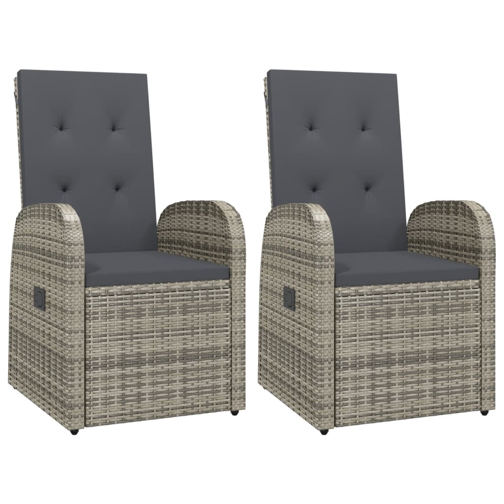 Vidaxl tuinstoelen 2 st verstelbaar met kussens poly rattan grijs