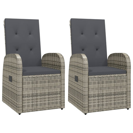 Vidaxl tuinstoelen 2 st verstelbaar met kussens poly rattan grijs