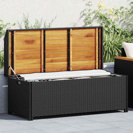 Vidaxl tuinopbergbank 120 cm poly rattan zwart