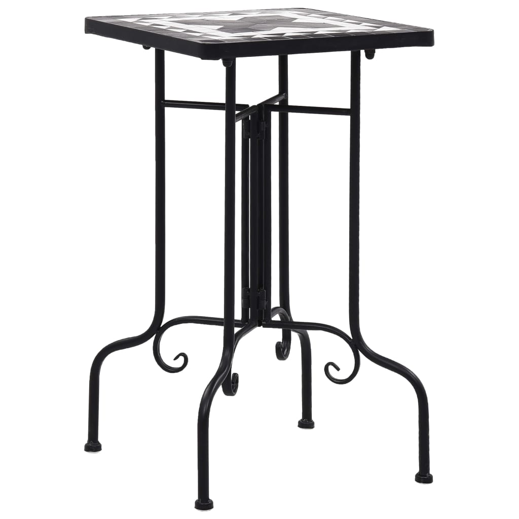 Table d'appoint Vidaxl Mosaïque en céramique noir et blanc