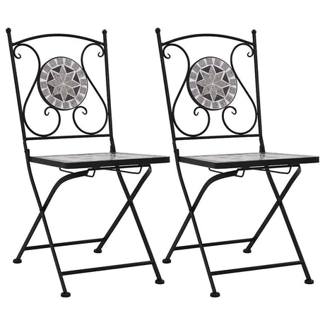 Vidaxl bistrostoelen mozaïek 2 st grijs
