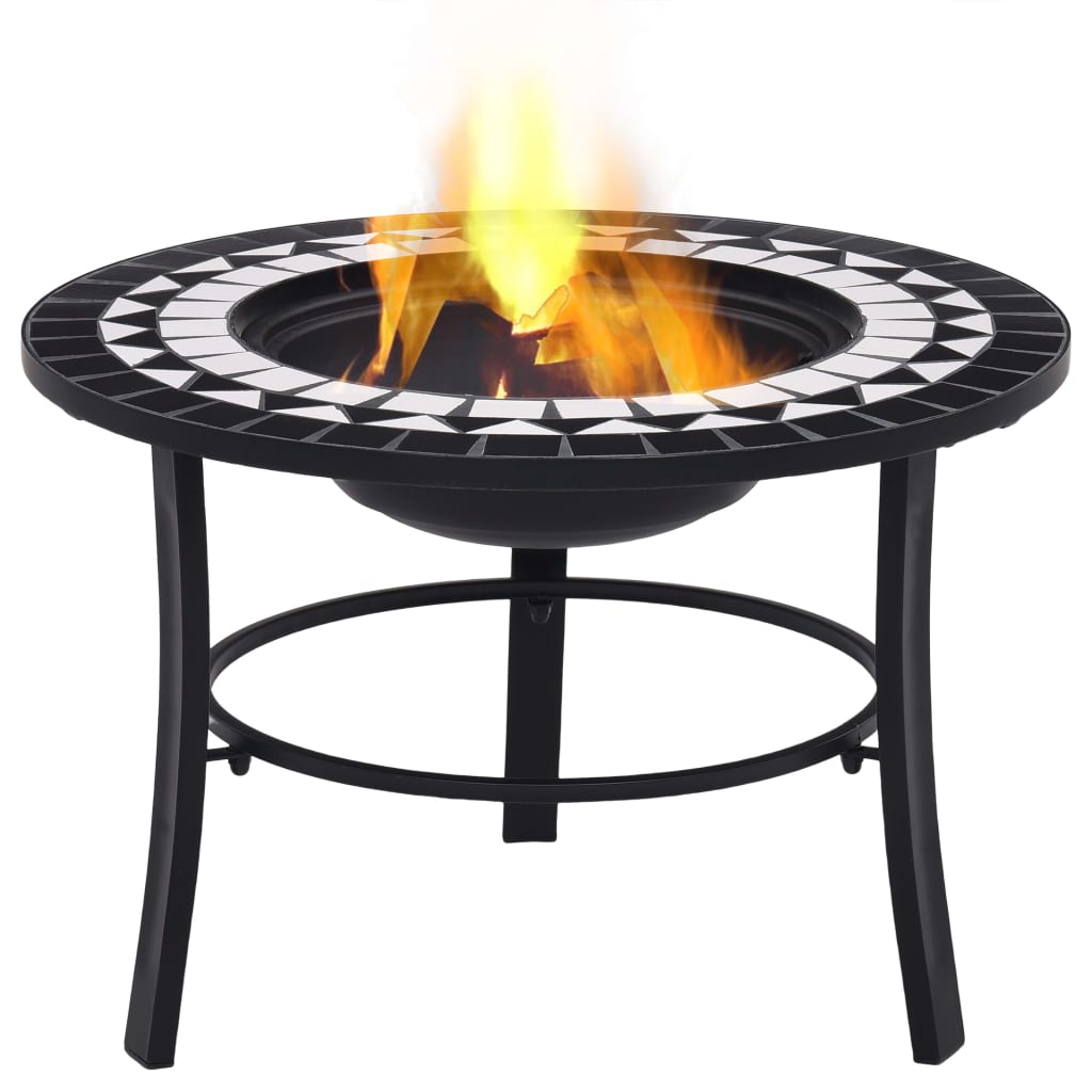 Vidaxl Fire Bowl Mosaic de 68 cm Cerámico en blanco y negro