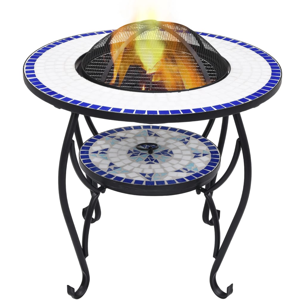 Vidaxl Fire Table Mosaic 68 cm keramisk blå og hvid