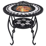 Vidaxl Feuertisch Mosaik 68 cm Keramik Schwarz und Weiß