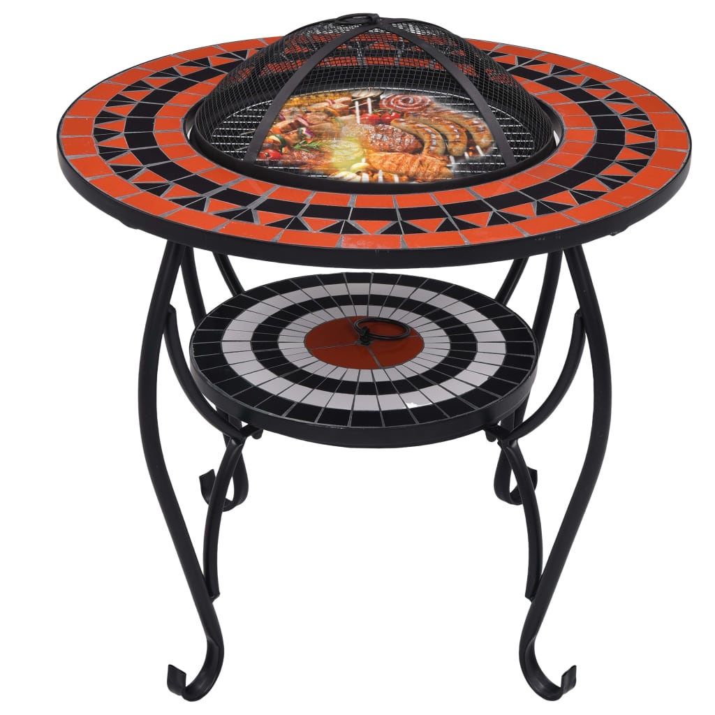 Vidaxl Fire Table Mosaic 68 cm keramisk terrakotta -färgad och vit