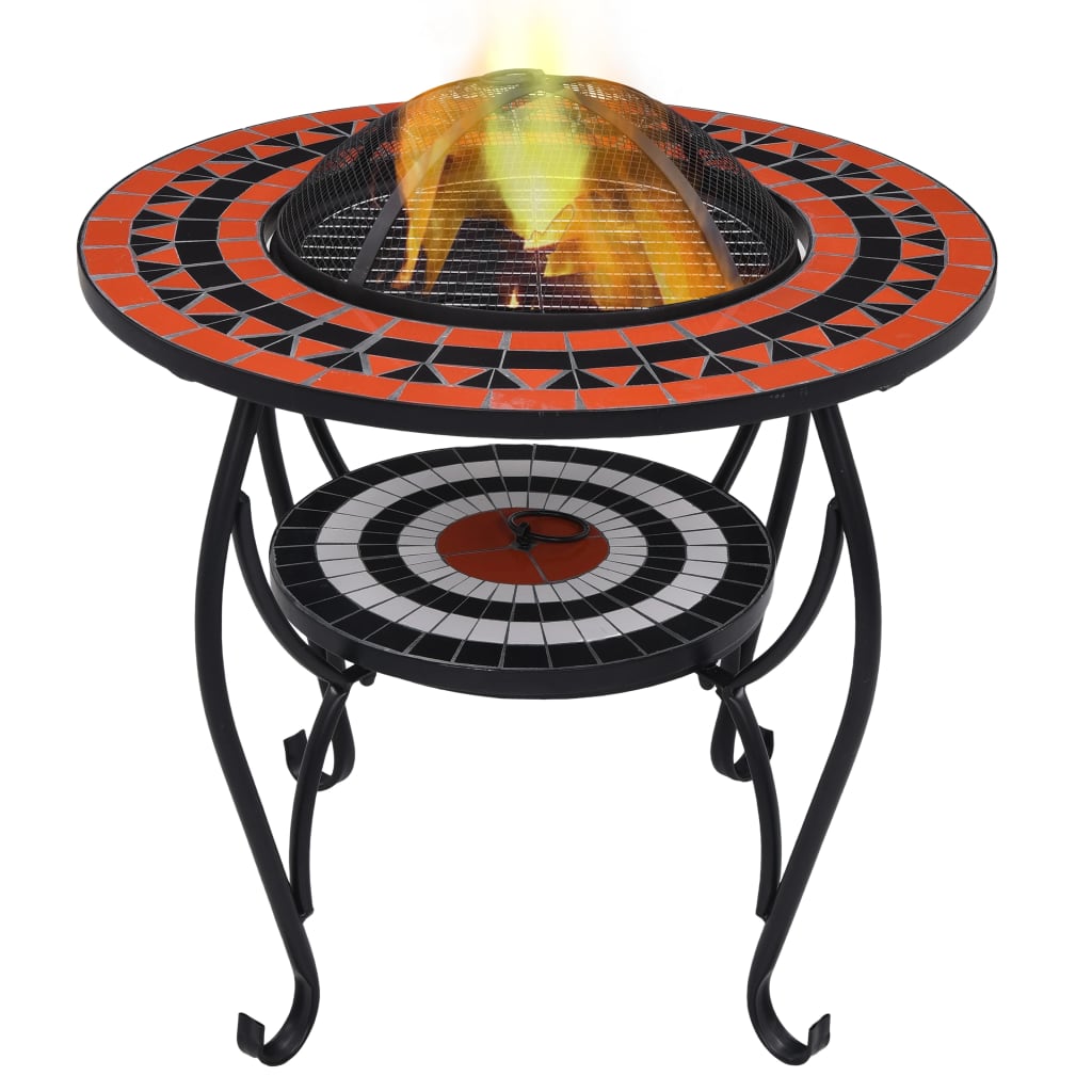 Vidaxl Fire Table Mosaic 68 cm Terracotta in ceracotta e bianco