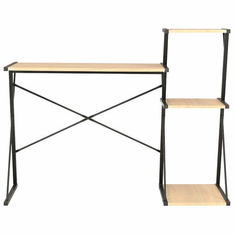 Vidaxl bureau met schap 116x50x93 cm zwart en eikenkleurig