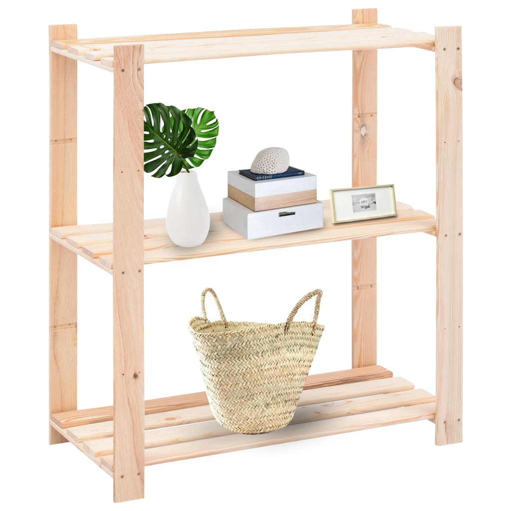 Vidaxl storage rack 3-layer 80x38x90 cm solid pine wood 150 kg