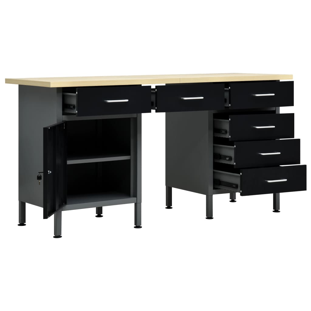 Vidaxl Workbench 160x60x85 cm de acero negro