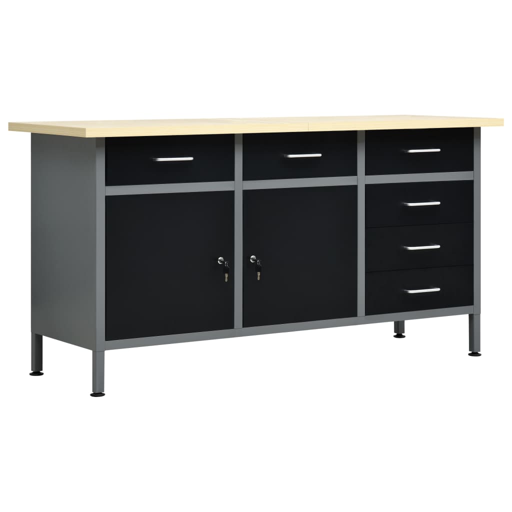 Vidaxl Workbench 160x60x85 cm steel black