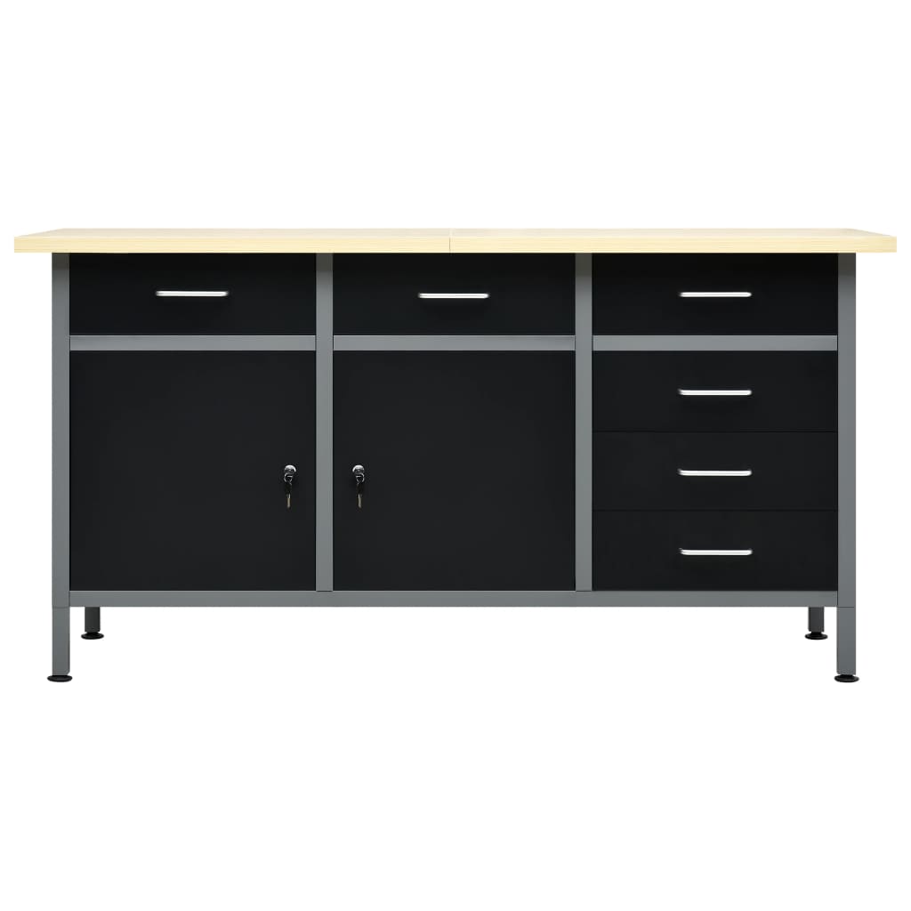 Vidaxl Workbench 160x60x85 cm en acier noir