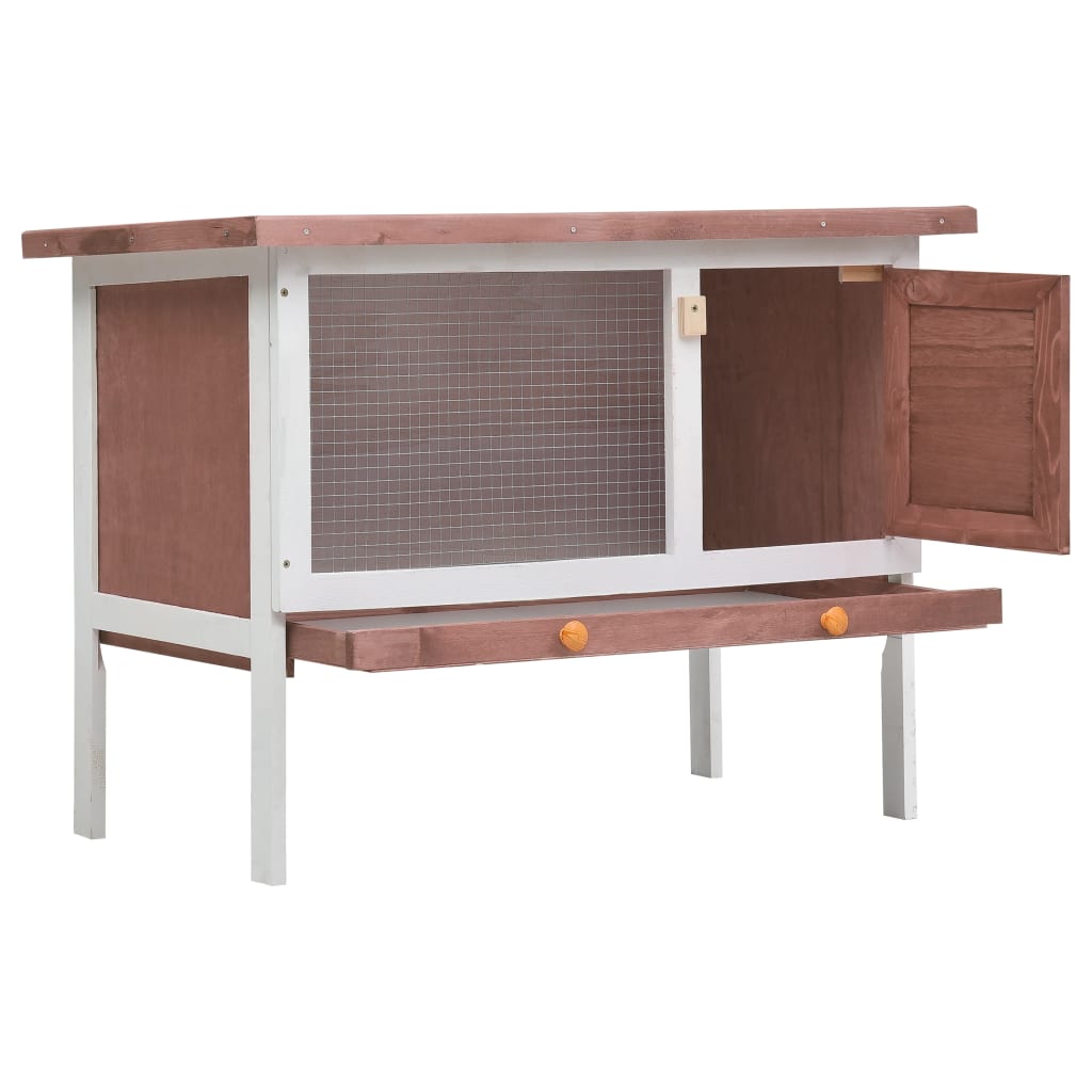 Vidaxl Rabbit Hutch for utenfor med 1 etasje med trebrunt