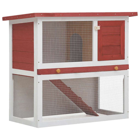 Vidaxl Kaninchenhütte für draußen mit 1 Türholz Rot rot