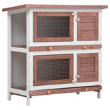 Vidaxl Rabbit Hutch za zunaj s 4 vrati leseno rjavo