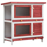 Vidaxl Rabbit Hutch na zewnątrz z 4 drzwiami Wood Red