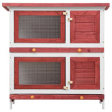 Vidaxl Rabbit Hutch pour l'extérieur avec 4 portes en bois rouge