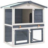 Vidaxl Rabbit Hutch na zewnątrz z 3 drzwiami Wood Grey