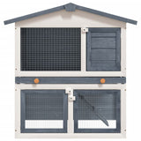 Vidaxl Rabbit Hutch na zewnątrz z 3 drzwiami Wood Grey