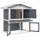 Vidaxl Rabbit Hutch na zewnątrz z 3 drzwiami Wood Grey