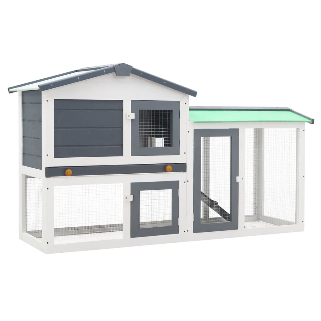 Vidaxl Rabbit hutch for outside large 145x45x84 cm wood gray and white