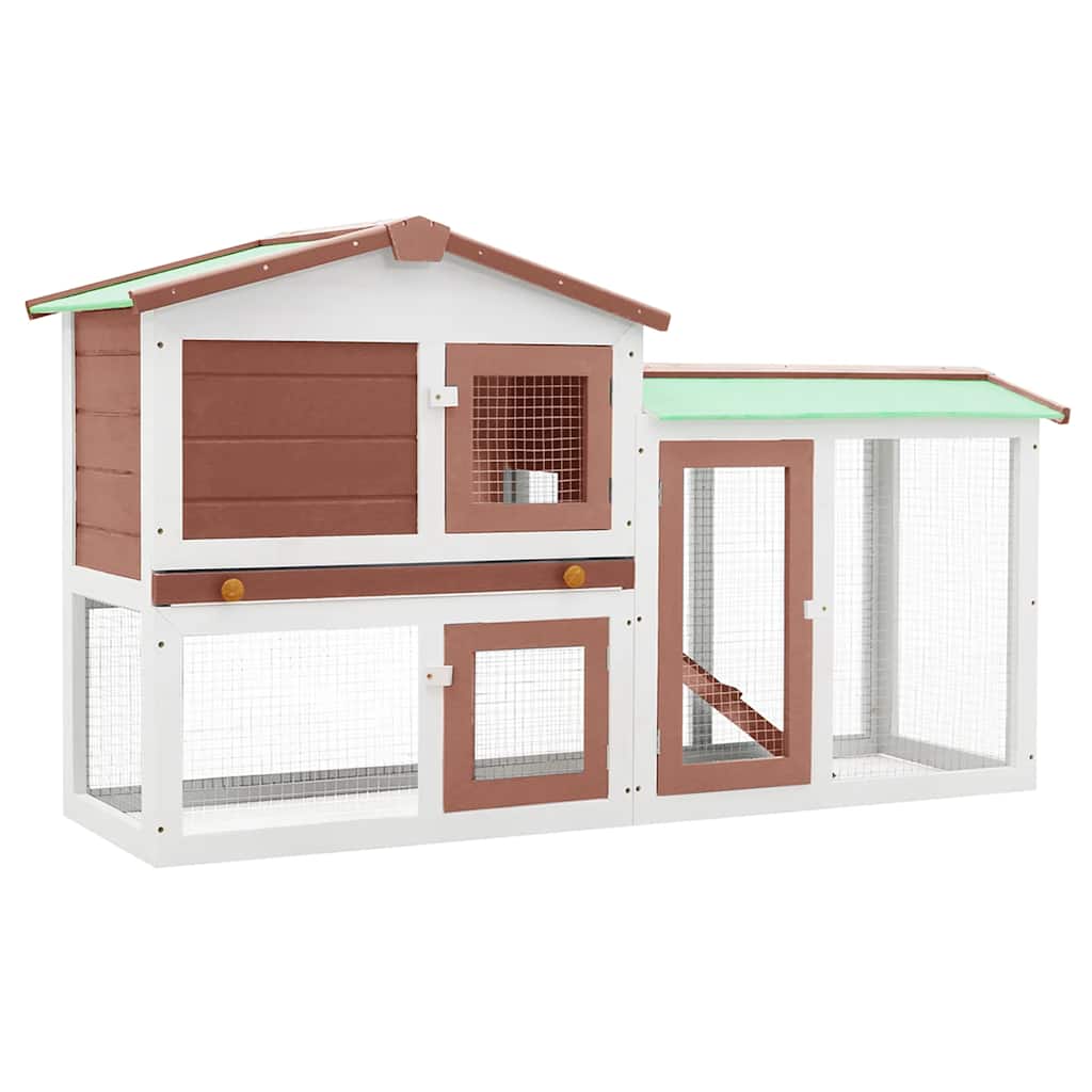 VIDAXL -Kaninchenhütte für äußere große 145x45x84 cm Holz braun und weiß