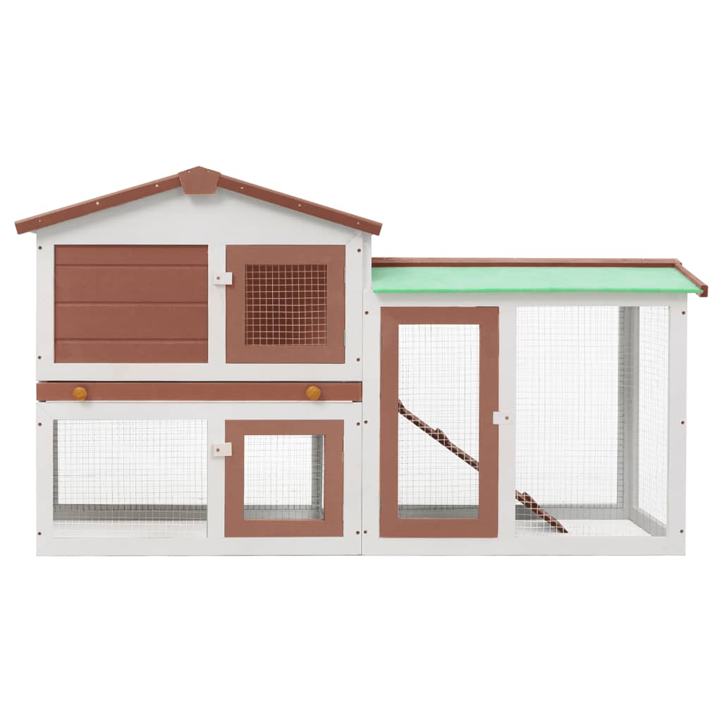 Vidaxl Rabbit Hutch pro venkovní velké 145x45x84 cm dřevěné hnědé a bílé