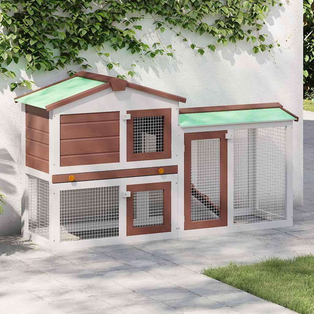 VIDAXL -Kaninchenhütte für äußere große 145x45x84 cm Holz braun und weiß