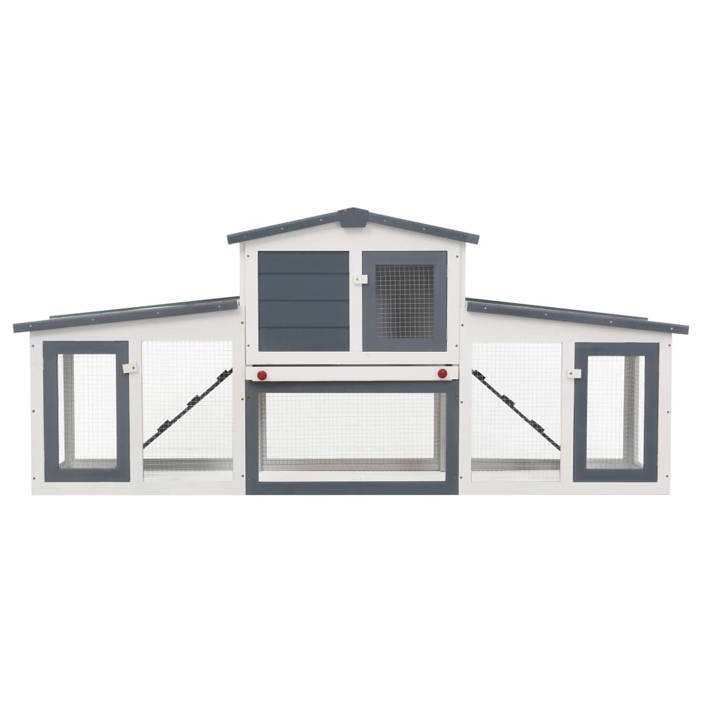 VidaXL Rabbit hutch for outside large 204x45x85 cm wood gray and white