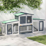 VIDAXL -Kaninchenhütte für äußere große 204x45x85 cm Holzgrau und Weiß