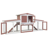 VIDAXL -Kaninchenhütte für äußere große 204x45x85 cm Holz braun und weiß