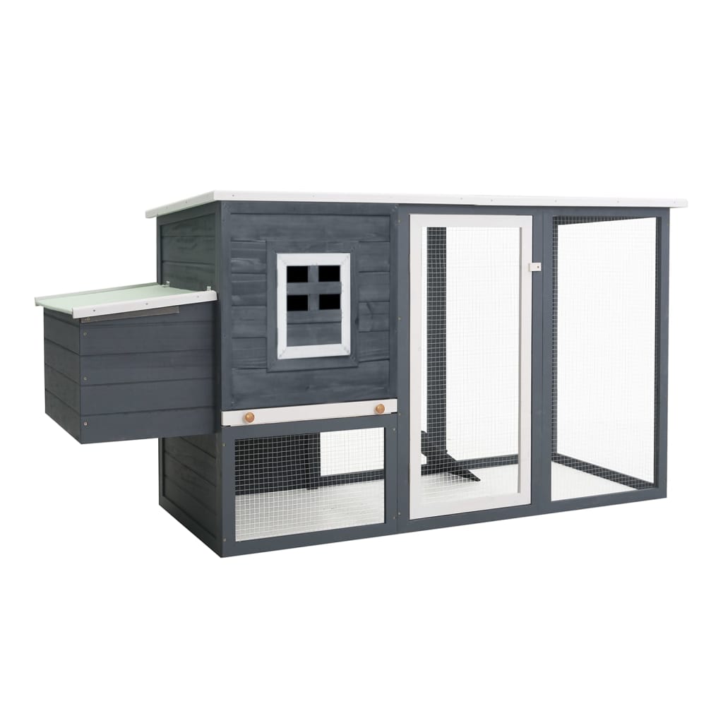 Vidaxl Chicken Coop con loft notturno in legno grigio