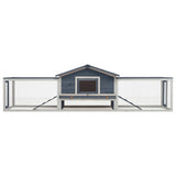 VIDAXL -Kaninchenhütte 310x70x87 cm Festkiefer und Kiefernholzgrau
