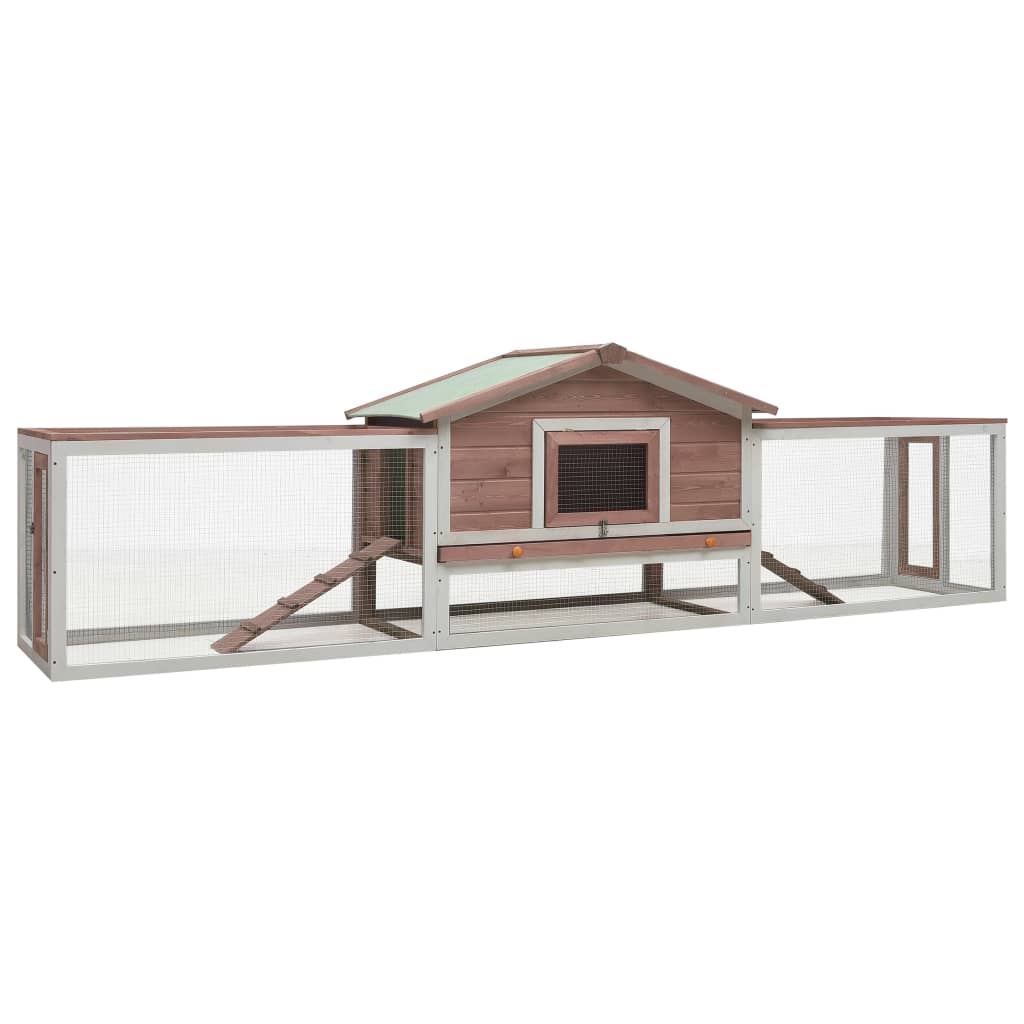 Vidaxl Rabbit Hutch 310x70x87 cm Ping di pino solido Mocha