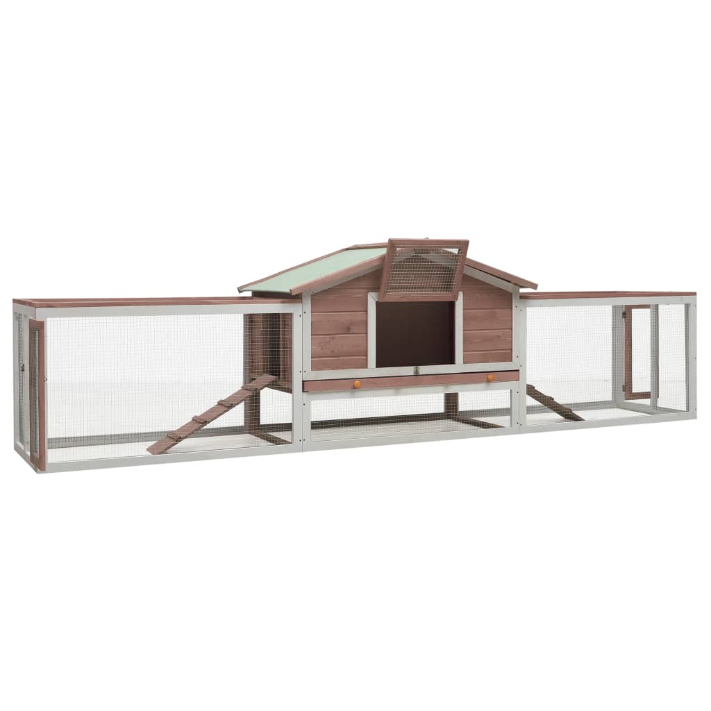 Vidaxl Rabbit Hutch 310x70x87 cm Ping di pino solido Mocha